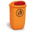 Vonkajší odpadkový kôš na stĺpik, 50 l, 425 x 320 x 780 mm, oranžový