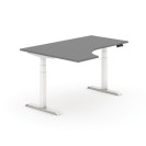 Výškově nastavitelný stůl, elektrický, 625-1275 mm, ergonomický levý, deska 1600x1200 mm, grafit, bílá podnož