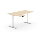Výškově nastavitelný stůl, elektrický, 625-1275 mm, ergonomický levý, deska 1800x1200 mm, bříza, bílá podnož