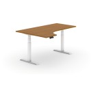 Výškově nastavitelný stůl, elektrický, 625-1275 mm, ergonomický levý, deska 1800x1200 mm, třešeň, bílá podnož