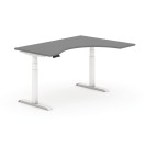 Výškově nastavitelný stůl, elektrický, 625-1275 mm, ergonomický pravý, deska 1600x1200 mm, grafit, bílá podnož