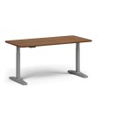 Výškově nastavitelný stůl, elektrický, 675-1325 mm, zaoblené rohy, deska 1600x800 mm, šedá podnož, ořech
