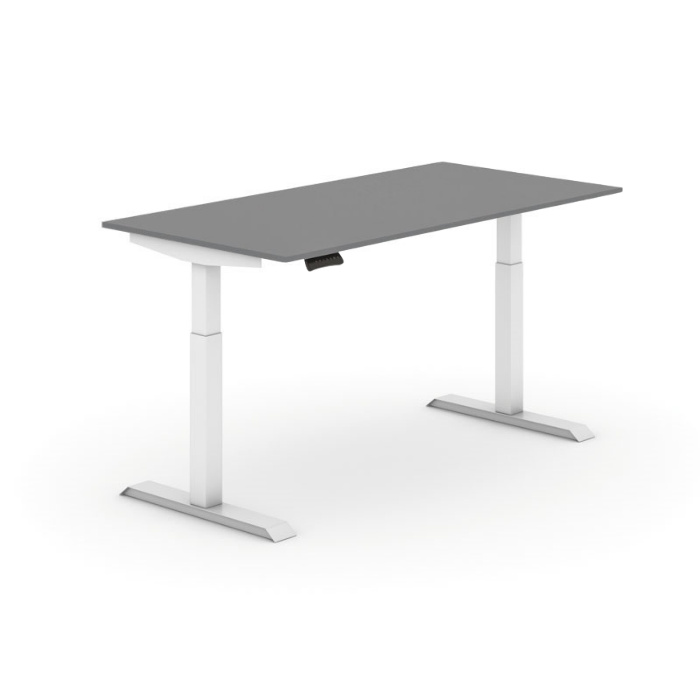Výškově nastavitelný stůl, elektrický, 735-1235 mm, deska 1600x800 mm, grafit, bílá podnož