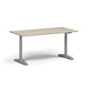 Výškově nastavitelný stůl OBOL, elektrický, 675-1325 mm, deska 1600x800 mm, šedá zaoblená podnož, dub přírodní