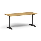 Výškově nastavitelný stůl OBOL, elektrický, 675-1325 mm, deska 1800x800 mm, černá zaoblená podnož, buk