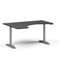 Výškově nastavitelný stůl OBOL, elektrický, 675-1325 mm, ergonomický levý, deska 1600x1200 mm, šedá zaoblená podnož, grafit