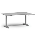 Výškově nastavitelný stůl OBOL, elektrický, 675-1325 mm, rohový pravý, deska 1600x1200 mm, šedá zaoblená podnož, šedá
