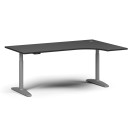 Výškově nastavitelný stůl OBOL, elektrický, 675-1325 mm, rohový pravý, deska 1800x1200 mm, šedá zaoblená podnož, grafit