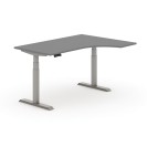 Výškově nastavitelný stůl PRIMO ADAPT, elektrický, 1600 x 1200 x 625-1275 mm, ergonomický levý, grafit, šedá podnož