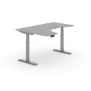Výškově nastavitelný stůl PRIMO ADAPT, elektrický, 1600 x 1200 x 625-1275 mm, ergonomický levý, šedá, šedá podnož