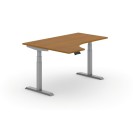 Výškově nastavitelný stůl PRIMO ADAPT, elektrický, 1600 x 1200 x 625-1275 mm, ergonomický levý, třešeň, šedá podnož