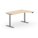 Výškově nastavitelný stůl PRIMO ADAPT, elektrický, 1600 x 1200 x 625-1275 mm, ergonomický pravý, bříza, šedá podnož