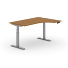 Výškově nastavitelný stůl PRIMO ADAPT, elektrický, 1600 x 1200 x 625-1275 mm, ergonomický pravý, deska 1600 x 1200 mm, třešeň, šedá podnož