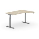 Výškově nastavitelný stůl PRIMO ADAPT, elektrický, 1600 x 1200 x 625-1275 mm, ergonomický pravý, dub, šedá podnož