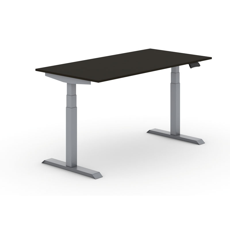 Výškově nastavitelný stůl PRIMO ADAPT, elektrický, 1600 x 800 x 625-1275 mm, wenge, šedá podnož