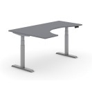 Výškově nastavitelný stůl PRIMO ADAPT, elektrický, 1800 x 1200 x 625-1275 mm, ergonomický levý, grafit, šedá podnož