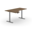 Výškově nastavitelný stůl PRIMO ADAPT, elektrický, 1800 x 1200 x 625-1275 mm, ergonomický levý, ořech, šedá podnož