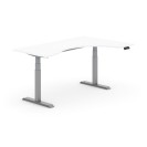 Výškově nastavitelný stůl PRIMO ADAPT, elektrický, 1800 x 1200 x 625-1275 mm, ergonomický pravý, bílá, šedá podnož