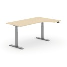 Výškově nastavitelný stůl PRIMO ADAPT, elektrický, 1800 x 1200 x 625-1275 mm, ergonomický pravý, bříza, šedá podnož