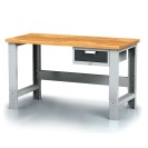 Výškovo nastaviteľný dielenský stôl MECHANIC I so závesným boxom na náradie, 1 zásuvka, 1500 x 700 x 700 - 1055 mm