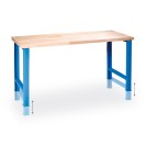 Výškovo nastaviteľný pracovný stôl do dielne GÜDE Variant, buková škárovka, 1200 x 685 x 850 - 1050 mm, modrá