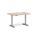 Výškovo nastaviteľný pracovný stôl OBOL do dielne, elektrický, 1200 x 800 x 690-1340 mm, sivá zaoblená podnož