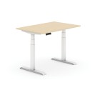 Výškovo nastaviteľný stôl, elektrický, 625-1275 mm, doska 1200x800 mm, breza, biela podnož
