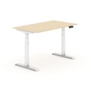 Výškovo nastaviteľný stôl, elektrický, 625-1275 mm, doska 1400x800 mm, breza, biela podnož