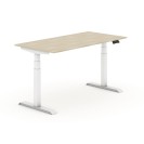 Výškovo nastaviteľný stôl, elektrický, 625-1275 mm, doska 1400x800 mm, dub, biela podnož