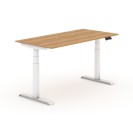 Výškovo nastaviteľný stôl, elektrický, 625-1275 mm, doska 1800x800 mm, buk, biela podnož