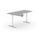 Výškovo nastaviteľný stôl, elektrický, 625-1275 mm, ergonomický ľavý, doska 1800x1200 mm, sivá, biela podnož