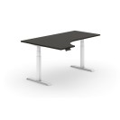 Výškovo nastaviteľný stôl, elektrický, 625-1275 mm, ergonomický ľavý, doska 1800x1200 mm, wenge, biela podnož