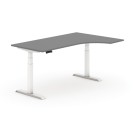 Výškovo nastaviteľný stôl, elektrický, 625-1275 mm, ergonomický pravý, grafit, doska 1800x1200 mm, biela podnož