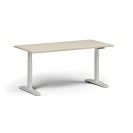 Výškovo nastaviteľný stôl, elektrický, 675-1325 mm, doska 1600x800 mm, biela podnož, breza