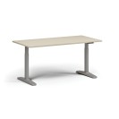 Výškovo nastaviteľný stôl, elektrický, 675-1325 mm, doska 1600x800 mm, sivá podnož, breza