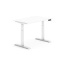 Výškovo nastaviteľný stôl, elektrický, 735-1235 mm, doska 1200x800 mm, biela, biela podnož