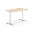 Výškovo nastaviteľný stôl, elektrický, 735-1235 mm,  doska 1400x800 mm, breza, biela podnož
