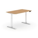 Výškovo nastaviteľný stôl, elektrický, 735-1235 mm, doska 1400x800 mm, buk, biela podnož