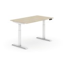 Výškovo nastaviteľný stôl, elektrický, 735-1235 mm, doska 1400x800 mm, dub, biela podnož