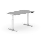 Výškovo nastaviteľný stôl, elektrický, 735-1235 mm, doska 1400x800 mm, sivá, biela podnož