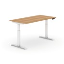 Výškovo nastaviteľný stôl, elektrický, 735-1235 mm, doska 1600x800 mm, buk, biela podnož
