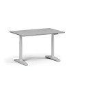 Výškovo nastaviteľný stôl OBOL, elektrický, 675-1325 mm, doska 1200x800 mm, biela zaoblená podnož, sivá