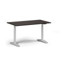Výškovo nastaviteľný stôl OBOL, elektrický, 675-1325 mm, doska 1400x800 mm, biela zaoblená podnož, wenge