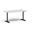 Výškovo nastaviteľný stôl OBOL, elektrický, 675-1325 mm, doska 1600x800 mm, čierna zaoblená podnož, biela