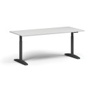 Výškovo nastaviteľný stôl OBOL, elektrický, 675-1325 mm, doska 1800x800 mm, čierna zaoblená podnož, biela