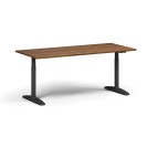 Výškovo nastaviteľný stôl OBOL, elektrický, 675-1325 mm, doska 1800x800 mm, čierna zaoblená podnož, orech