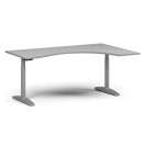 Výškovo nastaviteľný stôl OBOL, elektrický, 675-1325 mm, ergonomický pravý, doska 1800x1200 mm, sivá zaoblená podnož, sivá