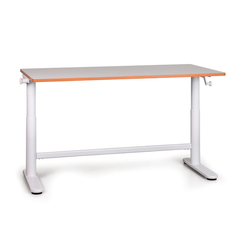 Výškovo nastaviteľný stôl pre deti 1200 x 600 mm, ručný, 490 - 700 mm, biely