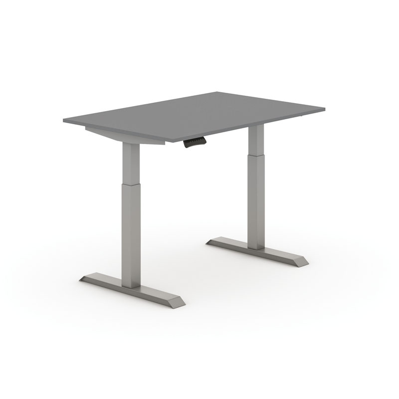 Výškovo nastaviteľný stôl PRIMO ADAPT, elektrický, 1200 x 800 x 735-1235 mm, grafit, sivá podnož