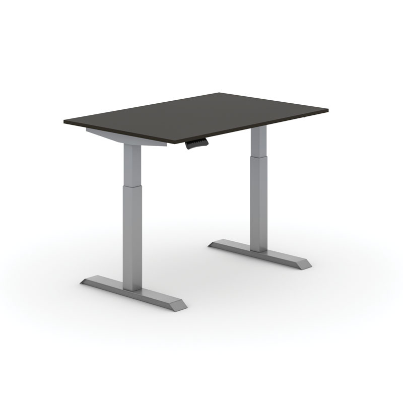 Výškovo nastaviteľný stôl PRIMO ADAPT, elektrický, 1200 x 800 x735-1235 mm, wenge, sivá podnož